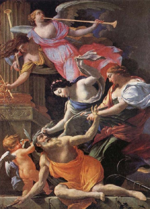 Simon  Vouet Saturn,conquered byu Amor,Venus and Hope France oil painting art